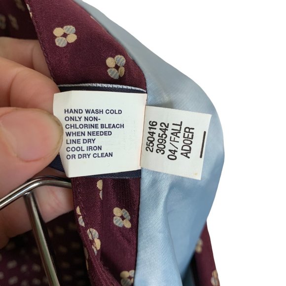 GAP 100% Silk Tulip Skirt Burgundy Khaki Blue Mini Print Classic Size 4 - Picture 9 of 10